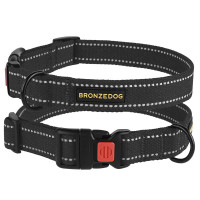 Ошейник BronzeDog Cotton, для собак, брезент, светоотражающий, фастекс пластик, графит, 35-53×2.5 см Ошейник BronzeDog Cotton, для собак, брезент, светоотражающий, фастекс пластик, графит, 35-53×2.5 см