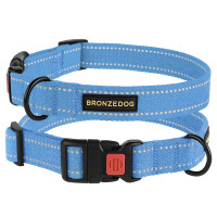 Ошейник BronzeDog Cotton, для собак, брезент, светоотражающий, фастекс пластик, голубой, 30-40×2 см Ошейник BronzeDog Cotton, для собак, брезент, светоотражающий, фастекс пластик, голубой, 30-40×2 см
