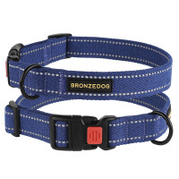 Нашийник BronzeDog Cotton, для собак, брезент, світловідбиваючий, фастекс пластик, синій, 43-66×2.5 см Нашийник BronzeDog Cotton, для собак, брезент, світловідбиваючий, фастекс пластик, синій, 43-66×2.5 см