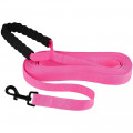 Поводок BronzeDog Active для собак, нейлоновый с мягкой ручкой, розовый, 6 м×2.5 см
