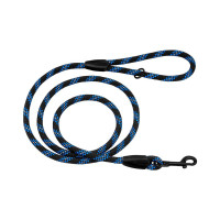 Поводок BronzeDog Active для собак, светоотражающий, чёрно-голубой, 183×0.6 см