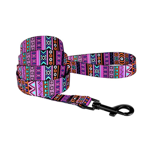 Повідець BronzeDog Tribal для собак, нейлон, принт етнічний, фіолетовий, 152×1 см