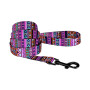 Поводок BronzeDog Tribal для собак, нейлон, принт этнический, фиолетовый, 152×2 см