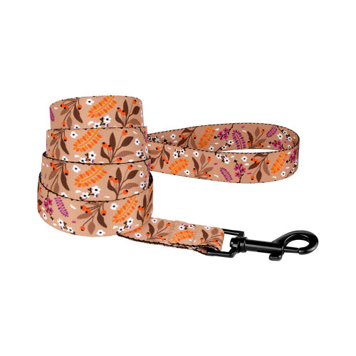 Поводок BronzeDog Tribal для собак, нейлон, принт цветы, бежевый, 152×1 см