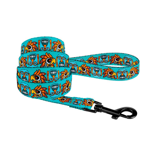 Поводок BronzeDog Tribal для собак, нейлон, принт маска, ментоловый, 152×1.6 см