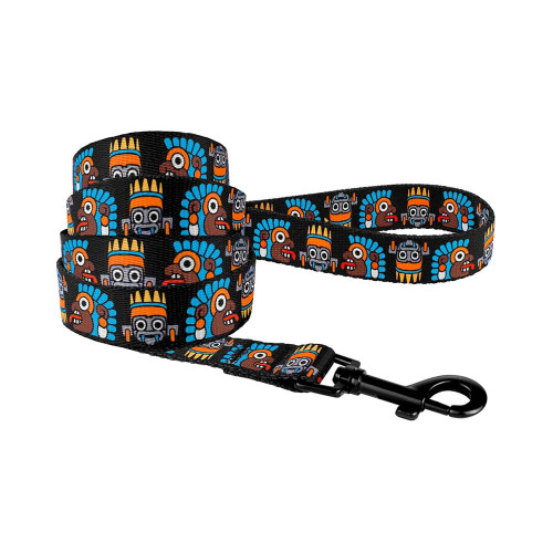 Повідець BronzeDog Tribal для собак, нейлон, принт маска, чорний, 152×2 см