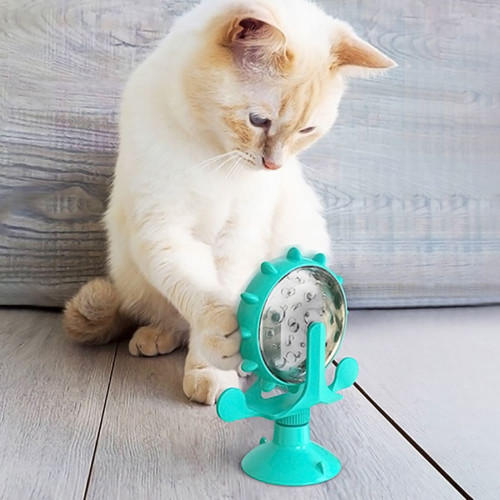 Іграшка-годівниця для котів BronzeDog PetFun, на присосці, ментоловий, 14×17 см