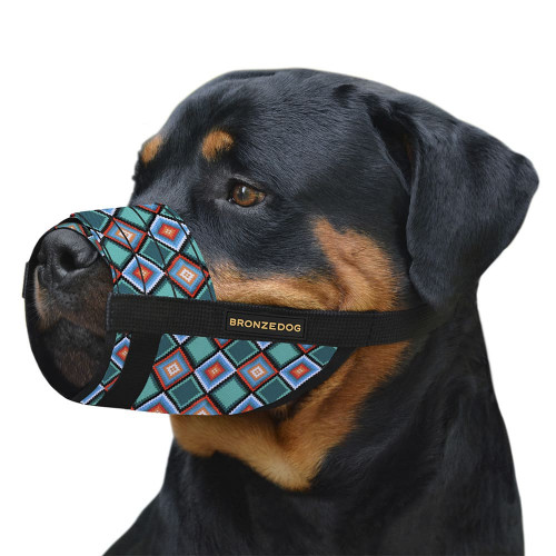 Намордник BronzeDog, для собак, нейлоновий, регульований, принт ромби, 27-33 см
