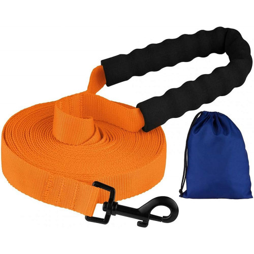 Повідець BronzeDog Active для собак, нейлоновий з м'якою ручкою, помаранчевий, 15 м×2.5 см
