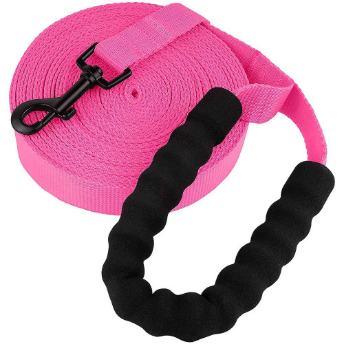 Повідець BronzeDog Active для собак, нейлоновий з м'якою ручкою, рожевий, 15 м×2.5 см