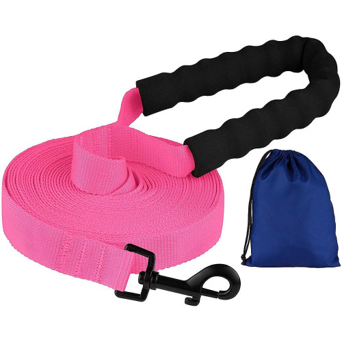 Повідець BronzeDog Active для собак, нейлоновий з м'якою ручкою, рожевий, 15 м×2.5 см