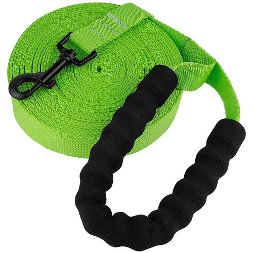 Поводок BronzeDog Active для собак, нейлоновый с мягкой ручкой, салатовый, 15 м×2.5 см