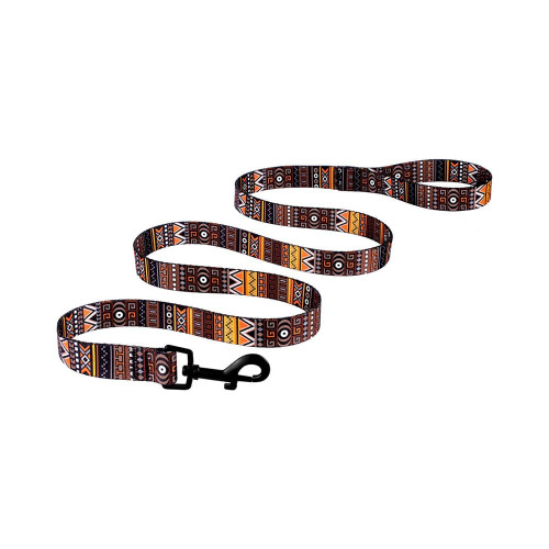 Повідець BronzeDog Tribal для собак, нейлон, принт етнічний, помаранчевий, 152×2 см