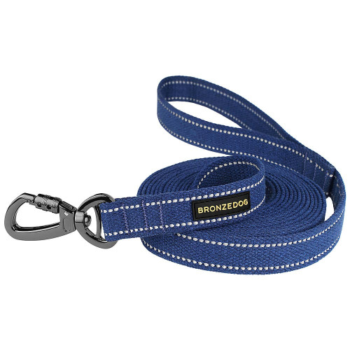 Повідець BronzeDog Cotton для собак, брезент з карабіном на замку, синій, 200×2 см