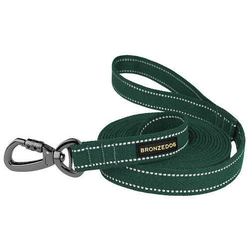 Повідець BronzeDog Cotton для собак, брезент з карабіном на замку, зелений, 500×2.5 см