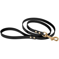 Поводок BronzeDog для собак, кожаный, литая латунная фурнитура, чёрный, 122×1 см Поводок BronzeDog для собак, кожаный, литая латунная фурнитура, чёрный, 122×1 см