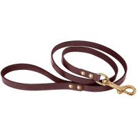 Поводок BronzeDog для собак, кожаный, литая латунная фурнитура, коричневый, 122×1.2 см