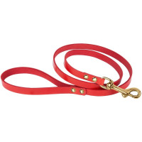 Поводок BronzeDog для собак, кожаный, литая латунная фурнитура, красный, 122×1.2 см Поводок BronzeDog для собак, кожаный, литая латунная фурнитура, красный, 122×1.2 см