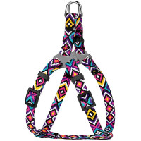Шлея BronzeDog Tribal для собак, нейлон, принт гуцульский, фиолетовый, 28-40 см Шлея BronzeDog Tribal для собак, нейлон, принт гуцульский, фиолетовый, 28-40 см