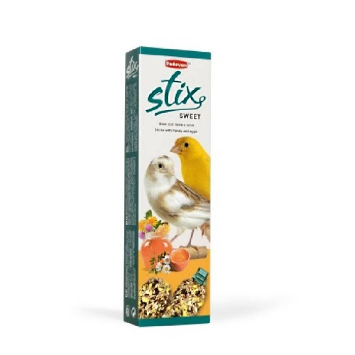 Дополнительный корм для канареек Padovan Stix Sweet Canarini, палочки из семян с мёдом и яйцом, 80 г