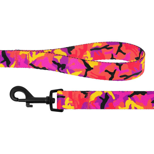 Повідець BronzeDog Camo для собак, нейлон, рожевий, 152×1.6 см