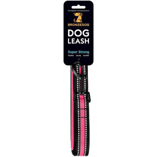Повідець BronzeDog Mesh для собак, сітчастий нейлон, рожевий, 200×1.6 см