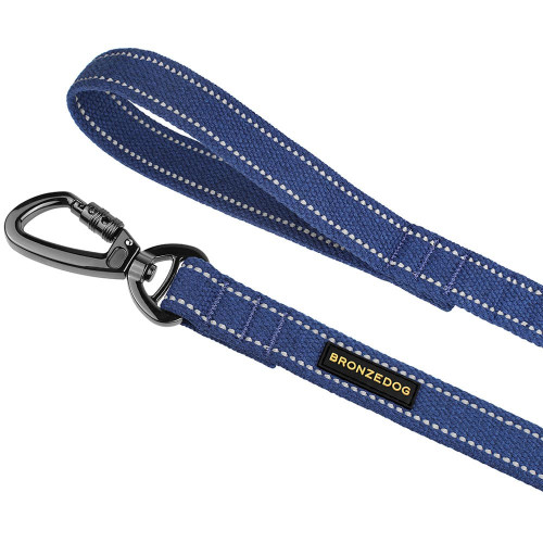 Повідець BronzeDog Cotton для собак, брезент з карабіном на замку, синій, 200×2 см