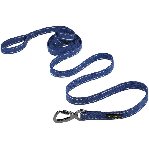 Повідець BronzeDog Cotton для собак, брезент з карабіном на замку, синій, 200×2 см