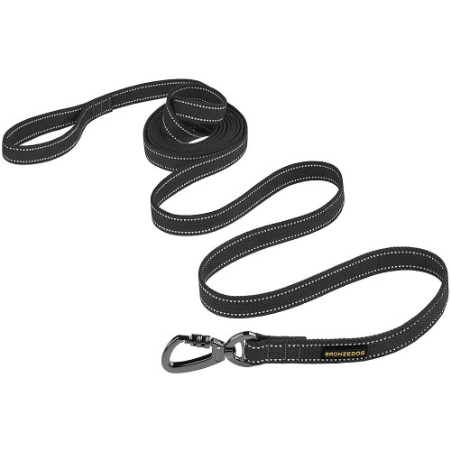 Повідець BronzeDog Cotton для собак, брезент з карабіном на замку, графіт, 500×2 см