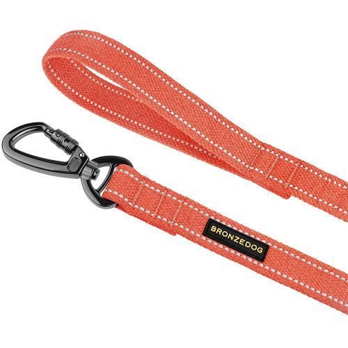 Поводок BronzeDog Cotton для собак, брезент с карабином на замке, оранжевый, 500×2 см