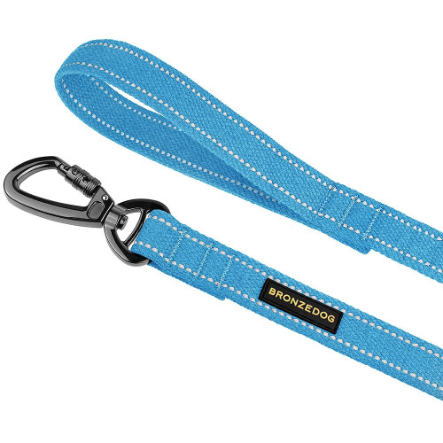Поводок BronzeDog Cotton для собак, брезент с карабином на замке, голубой, 500×2 см