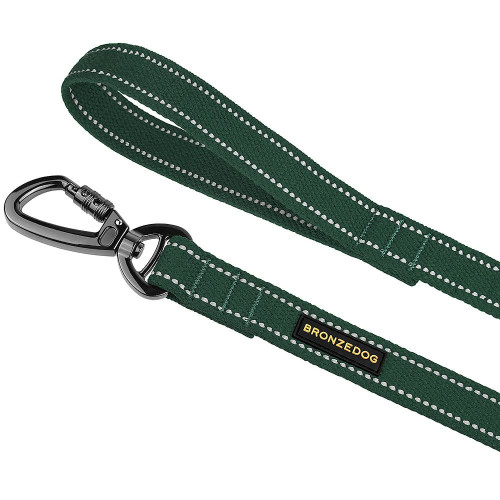 Повідець BronzeDog Cotton для собак, брезент з карабіном на замку, зелений, 500×2.5 см