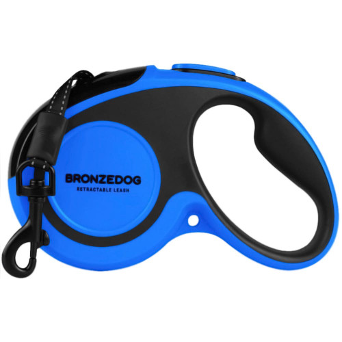 Поводок-рулетка BronzeDog Premium з рефлекторною стрічкою, до 20 кг, синій, 5 м
