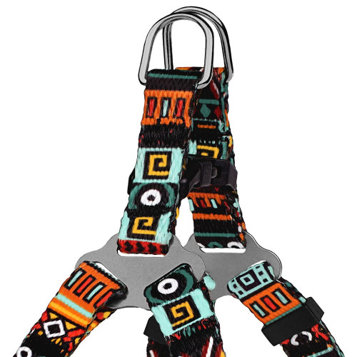 Шлея BronzeDog Tribal для собак, нейлон, принт етнічний, ментоловий, 28-40 см