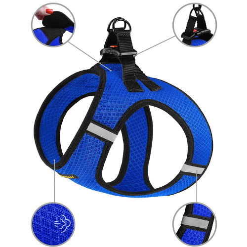 Шлея BronzeDog Mesh Vest для собак, сітчастий нейлон, синій, 20-24 см