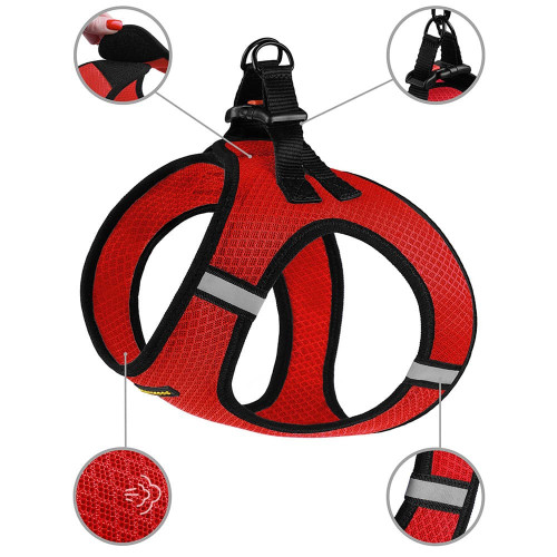 Шлея BronzeDog Mesh Vest для собак, сітчастий нейлон, червоний, 20-24 см