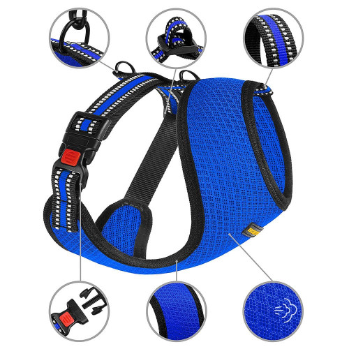 Шлея BronzeDog Mesh для собак мелких пород, сетчатый нейлон, синий, 28-33 см