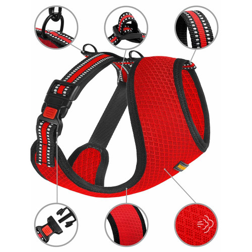 Шлея BronzeDog Mesh для собак дрібних порід, сітчастий нейлон, червоний, 40-46 см