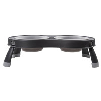 Миска Dexas Double Elevated Feeder подвійна, на складній підставці, світло-сіра, 240 мл Миска Dexas Double Elevated Feeder подвійна, на складній підставці, світло-сіра, 240 мл