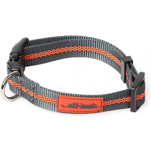 Нашийник DEXAS Off Leash для собак, нейлон, малий, 2 см/25.4-40.6 см, сірий-помаранчевий