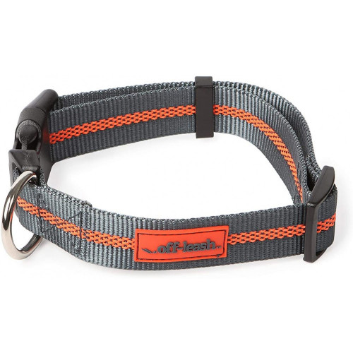 Нашийник DEXAS Off Leash для собак, нейлон, середній, 2.5 см/35.5-50.8 см, сірий-помаранчевий