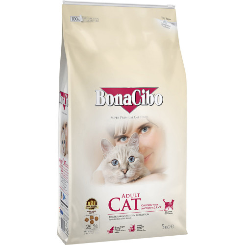 Сухий корм BonaCibo Adult Cat Chicken&Rice для дорослих котів всіх порід, курка/анчоуси/рис, 5 кг