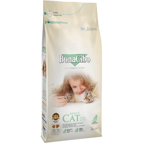 Сухой корм BonaCibo Adult Cat Lamb&Rice, для котов с чувствительным пищеварением и привередливых в еде, 2 кг
