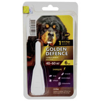 Капли на холку Golden Defence от паразитов для собак от 40 до 60 кг, 1 пипетка Капли на холку Golden Defence от паразитов для собак от 40 до 60 кг, 1 пипетка
