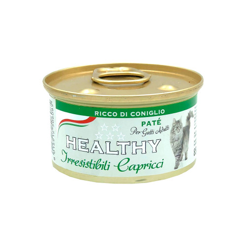 Консерва Healthy Irresistibili Capricci для вбагливих котів, паштет з кролятиною, 85 г