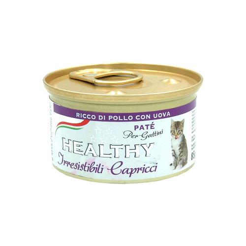 Консерва Healthy Irresistibili Capricci для вбагливих кошенят, паштет з курятиною та яйцями, 85 г