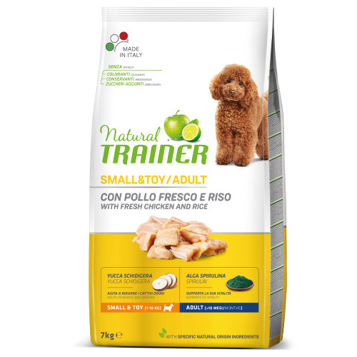 Корм Trainer Natural Super Premium для дорослих собак малих порід, свіжа курка, рис і алое вера, 7 кг
