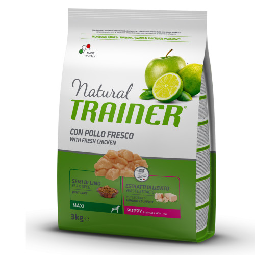Корм Trainer Natural Super Premium Puppy Maxi для цуценят великих порід, до 8 місяців, для росту кісток, 3 кг