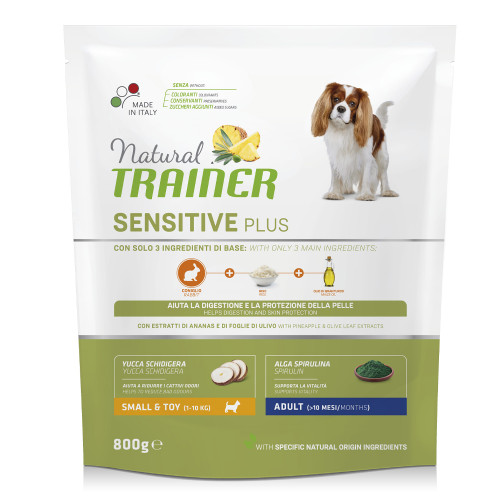 Корм Natural Trainer Dog Sensitive Plus для дорослих собак дрібних порід, монопротеіновий, з кроликом, 800 г