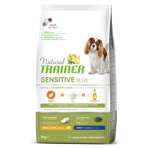 Корм Natural Trainer Dog Sensitive Plus для дорослих собак дрібних порід, монопротеіновий, з кроликом, 7 кг